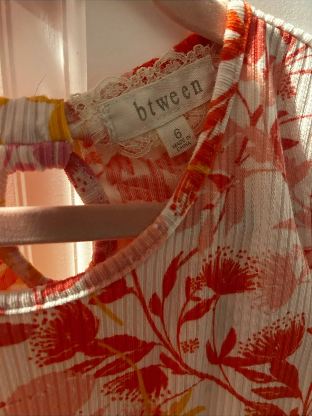 btween Pink, Coral & Yellow Floral Ribbed Knit Dress